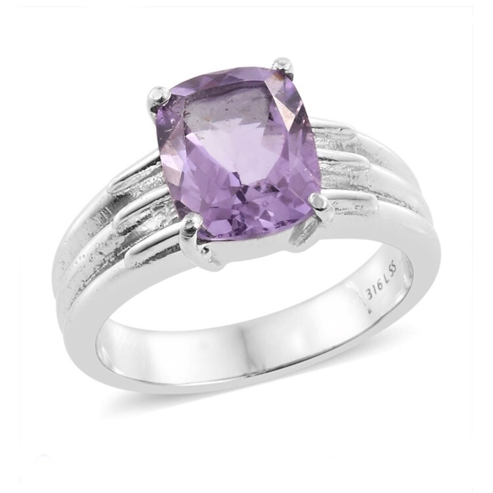 Amethyst Ring in Stainless Steel Size 5